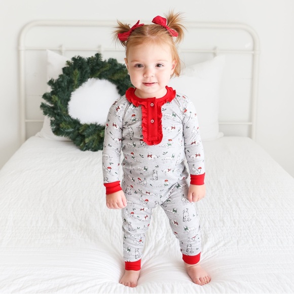 Pineapple Sunshine Girls Ruffle Holiday Dalmatian 2-piece pajama - Picture 3 of 3